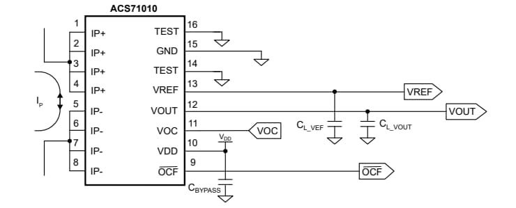 Application Circuit Diagram - Allegro MicroSystems ACS71010 Hall-Effect Current Sensors